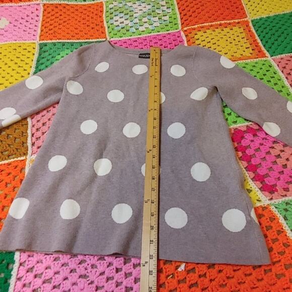 Cynthia Rowley Size Small Light Purple White Polka Dot Sweater Soft Casual S - Picture 6 of 14